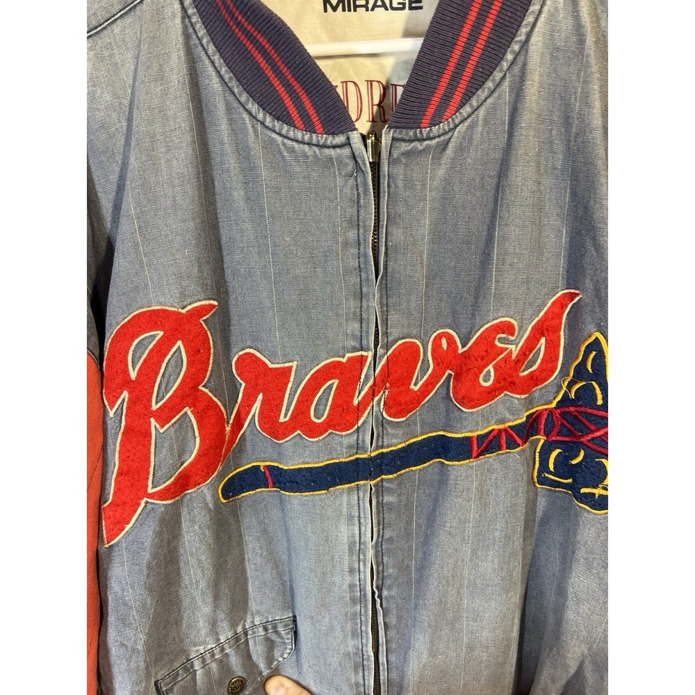 Vintage 90s Mirage Atlanta Braves Cooperstown Reversible Bomber Jacket MLB XL - Picture 3 of 11